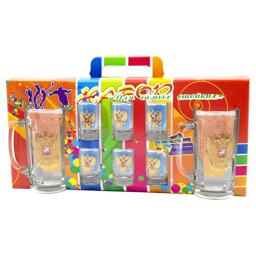 Presentset "Ryssland" 2 lmuggar (0,33 ml) + 6 shotsglas (50 ml)