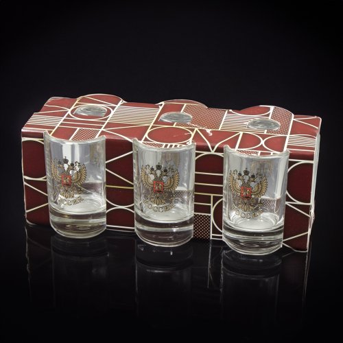 Set med snapsglas "Rysslands riksvapen" 6 st, vardera 50 ml