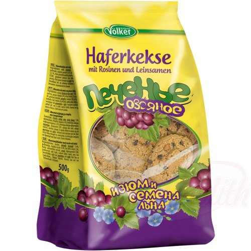 Havrekakor med russin och linfr, 500g