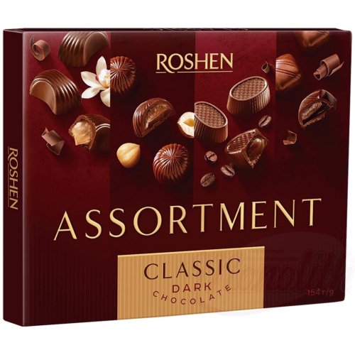 Godis i ask "Roshen" blandning, inneh�ller alkohol, 154g