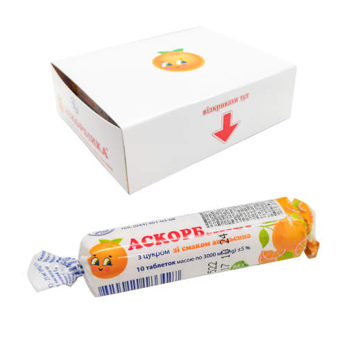 Askorbinsyra med apelsinsmak, 10 tabletter à 25 mg