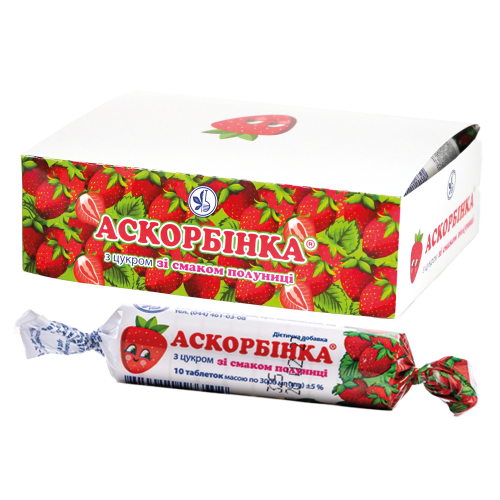 Askorbinsyra med jordgubbssmak, 10 tabletter  25 mg