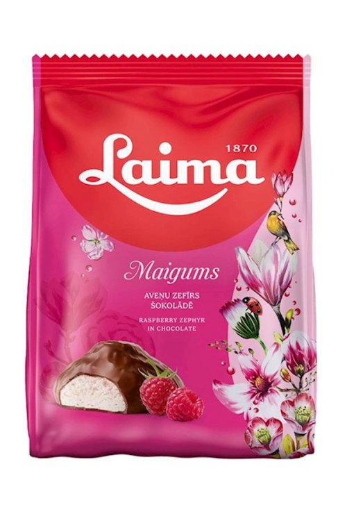 Zefir "Laima" med hallon i chokladglasyr, 175g