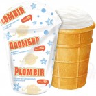  Ванильное мороженое "Пломбир" в вафельном стаканчике, 130 мл 
